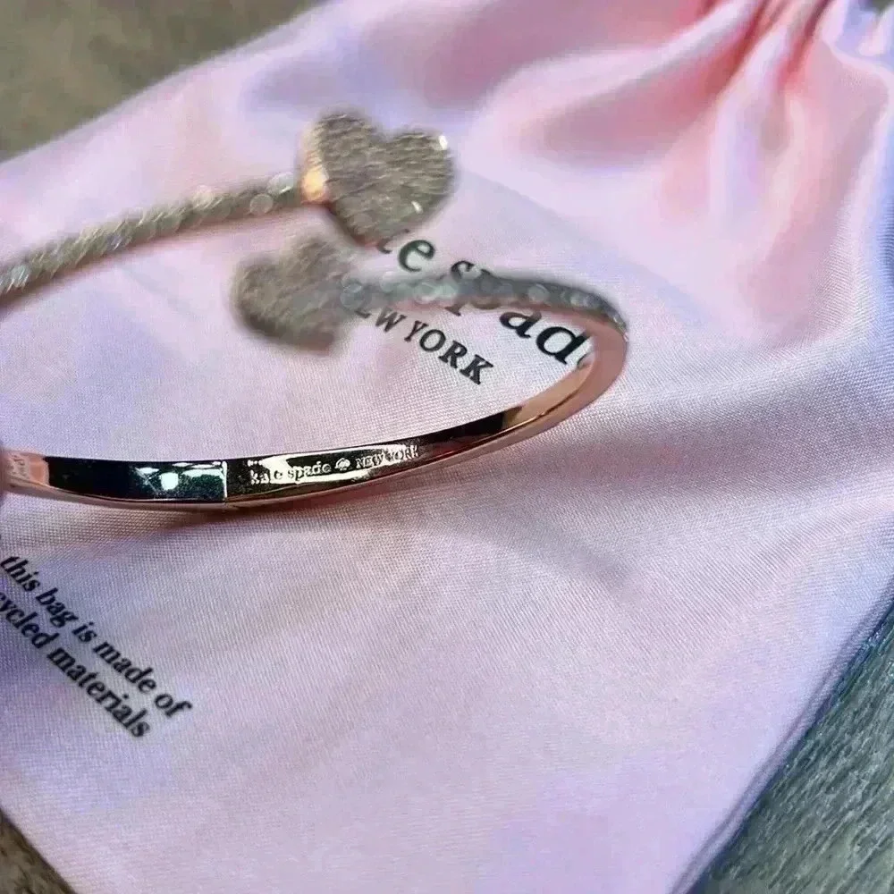 Kate Spade hinged bracelet, rose gold with rhinestones - Picture 3 of 4